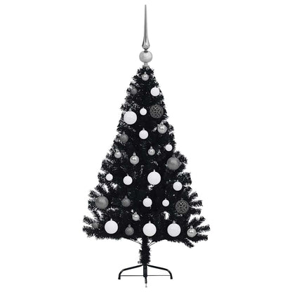 Albero di Natale artificiale con luci integrate Nero 120 cm PVC