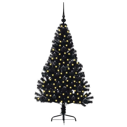 Albero di Natale artificiale con luci integrate Nero 120 cm PVC