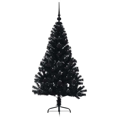 Albero di Natale artificiale con luci integrate Nero 120 cm PVC