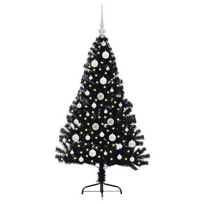 Albero di Natale artificiale con luci integrate Nero 120 cm PVC