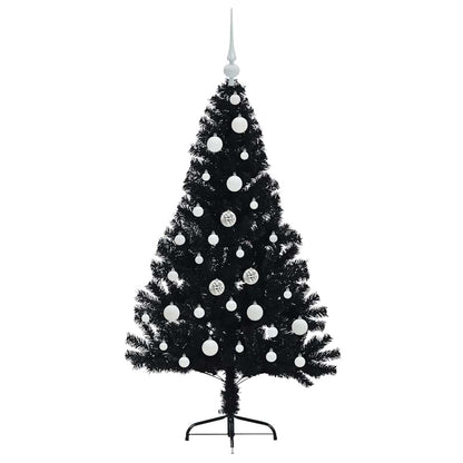Albero di Natale artificiale con luci integrate Nero 120 cm PVC