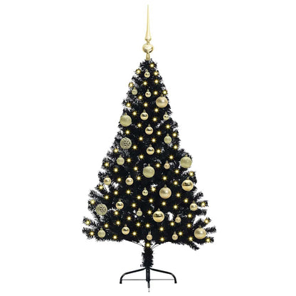 Albero di Natale artificiale con luci integrate Nero 120 cm PVC