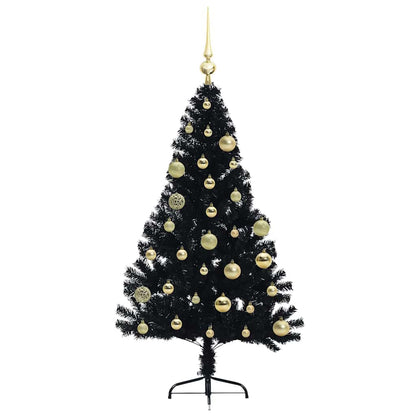 Albero di Natale artificiale con luci integrate Nero 120 cm PVC