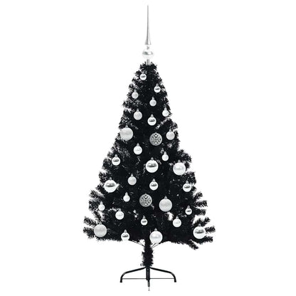 Albero di Natale artificiale con luci integrate Nero 120 cm PVC