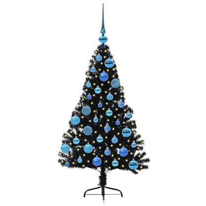 Albero di Natale artificiale con luci integrate Nero 120 cm PVC