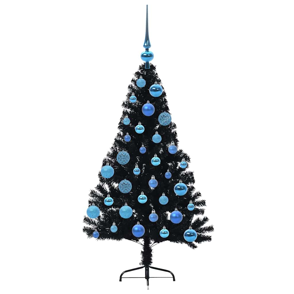 Albero di Natale artificiale con luci integrate Nero 120 cm PVC
