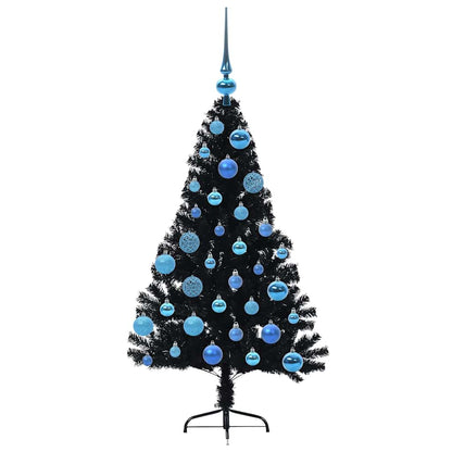 Albero di Natale artificiale con luci integrate Nero 120 cm PVC