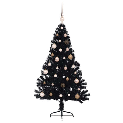 Albero di Natale artificiale con luci integrate Nero 150 cm PVC