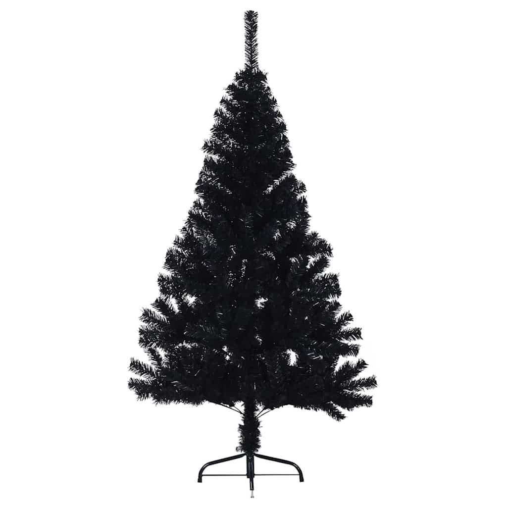 Albero di Natale artificiale con luci integrate Nero 150 cm PVC