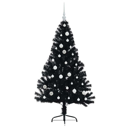 Albero di Natale artificiale con luci integrate Nero 150 cm PVC