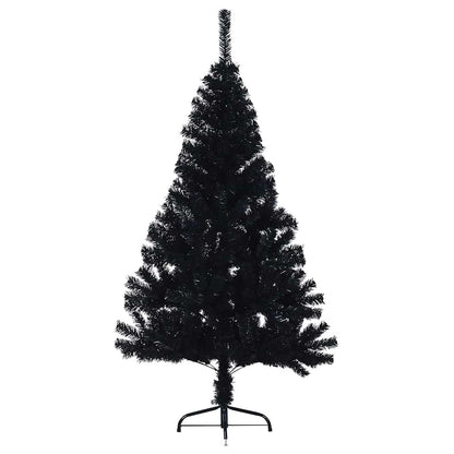 Albero di Natale artificiale con luci integrate Nero 150 cm PVC