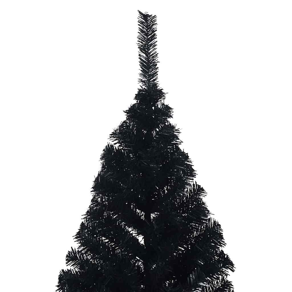 Albero di Natale artificiale con luci integrate Nero 180 cm PVC