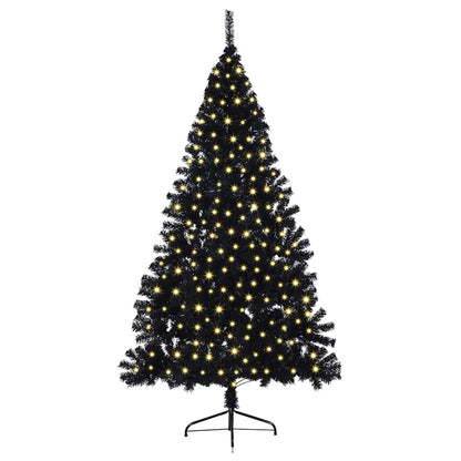 Albero di Natale artificiale con luci integrate Nero 180 cm PVC