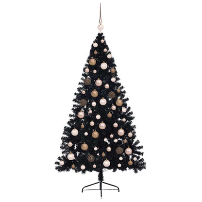 Albero di Natale artificiale con luci integrate Nero 180 cm PVC