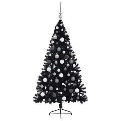 Albero di Natale artificiale con luci integrate Nero 180 cm PVC