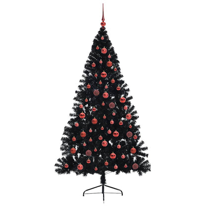 Albero di Natale artificiale con luci integrate Nero 180 cm PVC