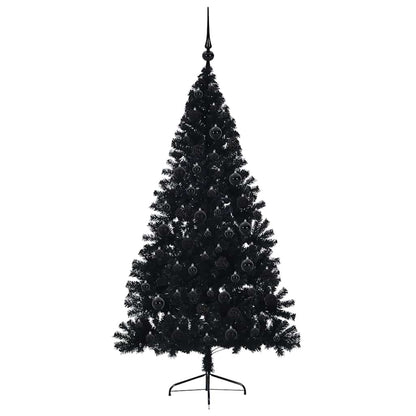 Albero di Natale artificiale con luci integrate Nero 180 cm PVC