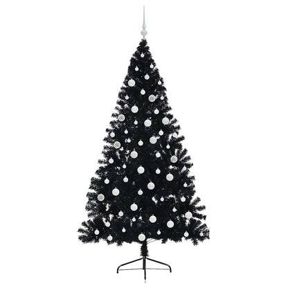 Albero di Natale artificiale con luci integrate Nero 180 cm PVC