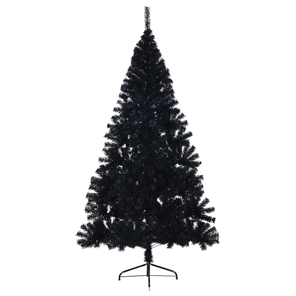 Albero di Natale artificiale con luci integrate Nero 180 cm PVC