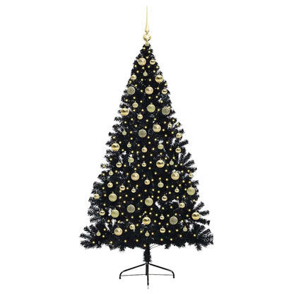 Albero di Natale artificiale con luci integrate Nero 180 cm PVC