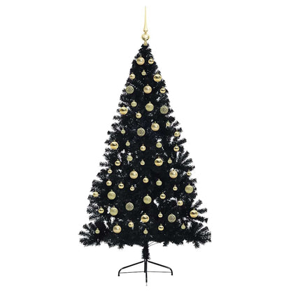 Albero di Natale artificiale con luci integrate Nero 180 cm PVC