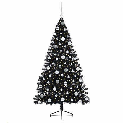 Albero di Natale artificiale con luci integrate Nero 180 cm PVC