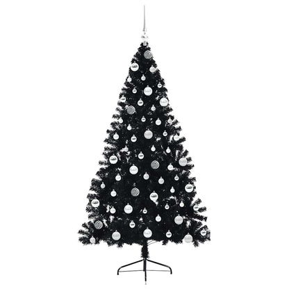 Albero di Natale artificiale con luci integrate Nero 180 cm PVC