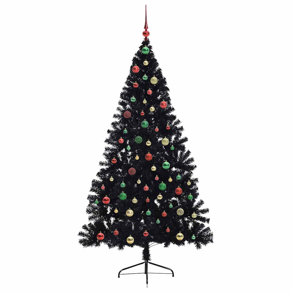 Albero di Natale artificiale con luci integrate Nero 180 cm PVC