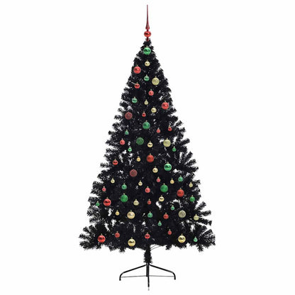 Albero di Natale artificiale con luci integrate Nero 180 cm PVC