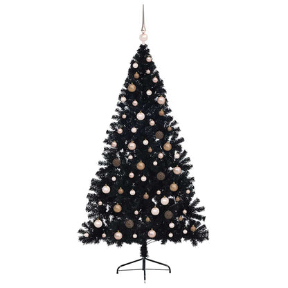 Albero di Natale artificiale con luci integrate Nero 210 cm PVC