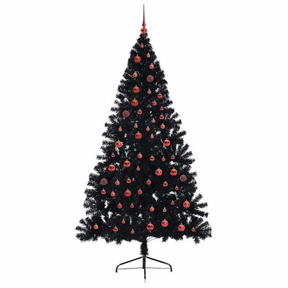 Albero di Natale artificiale con luci integrate Nero 210 cm PVC