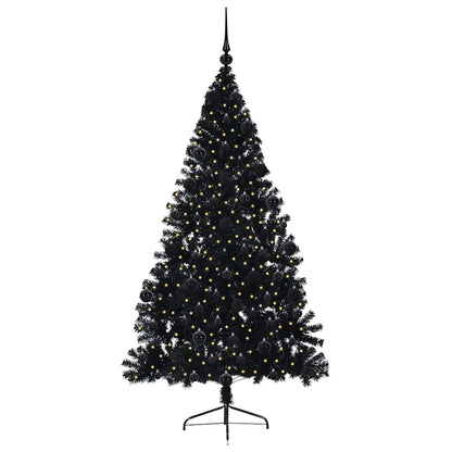 Albero di Natale artificiale con luci integrate Nero 210 cm PVC
