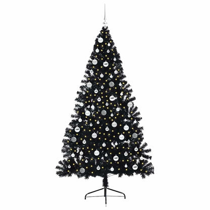 Albero di Natale artificiale con luci integrate Nero 210 cm PVC