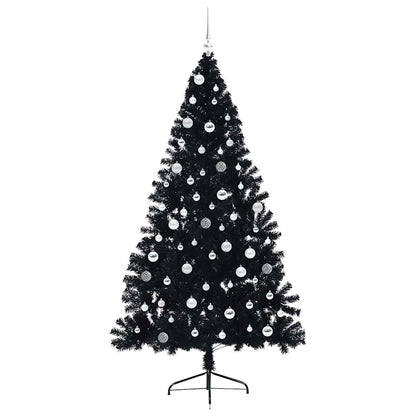 Albero di Natale artificiale con luci integrate Nero 210 cm PVC
