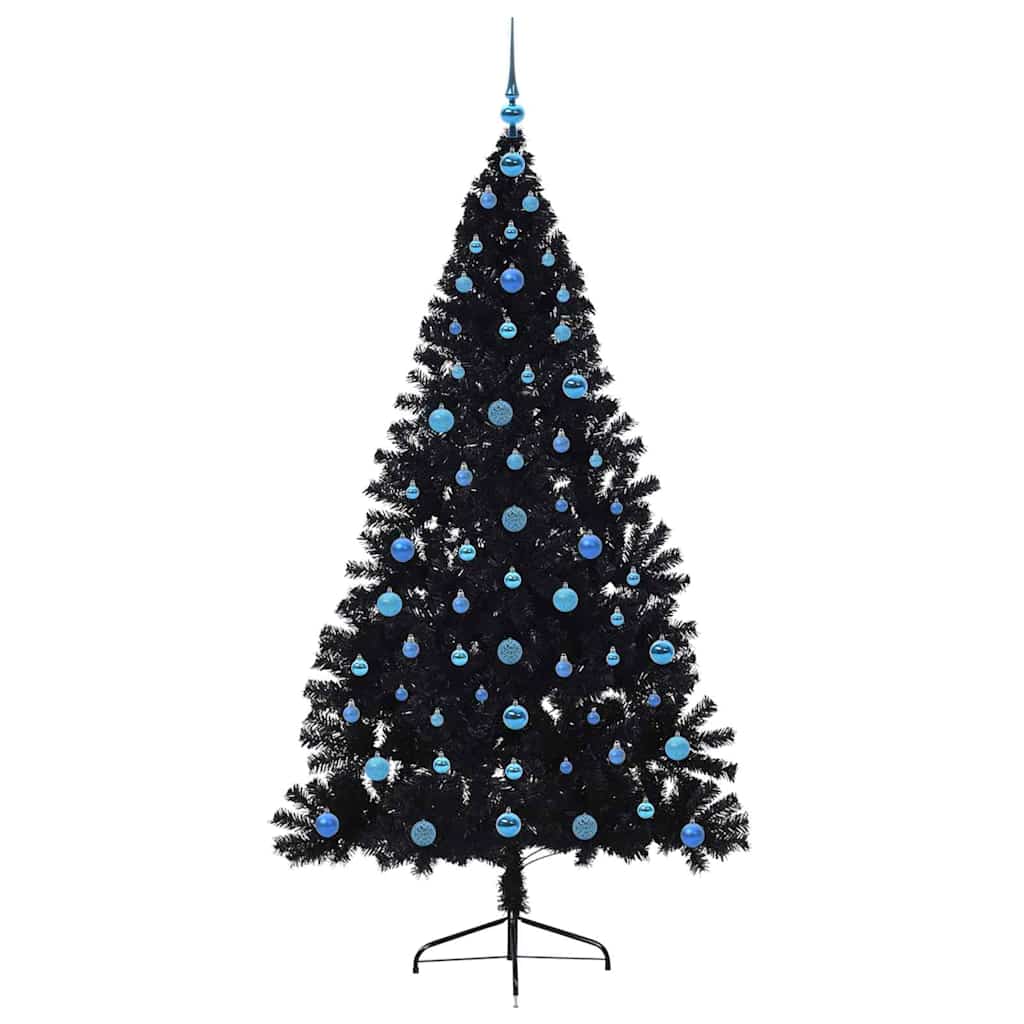 Albero di Natale artificiale con luci integrate Nero 210 cm PVC