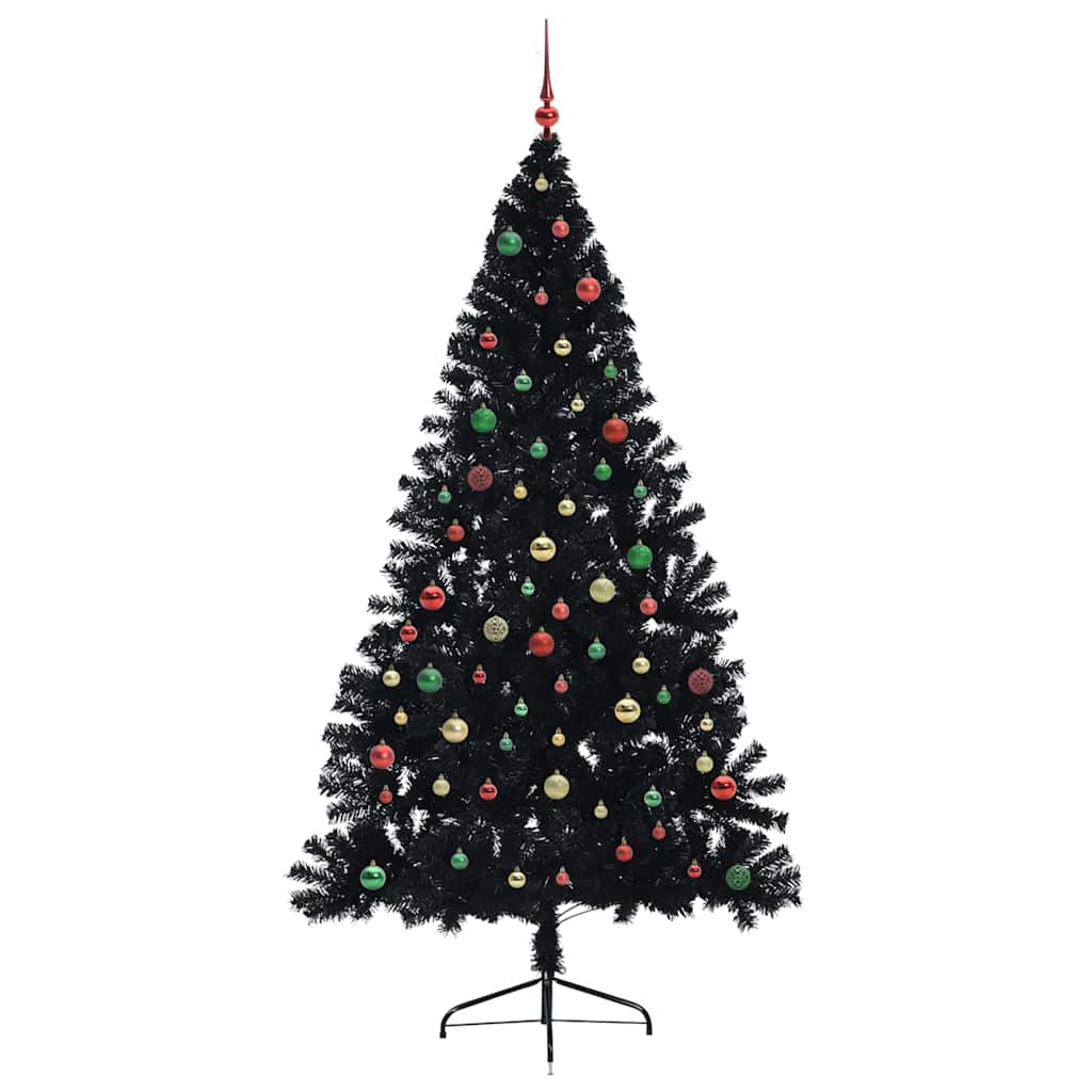 Albero di Natale artificiale con luci integrate Nero 210 cm PVC