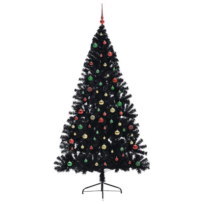 Albero di Natale artificiale con luci integrate Nero 210 cm PVC