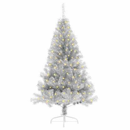 Albero di Natale artificiale con luci integrate Argento 120 cm