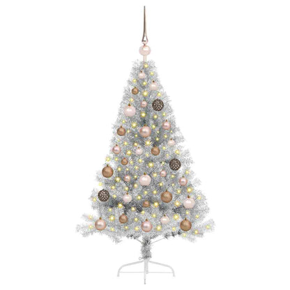 Albero di Natale artificiale con luci integrate Argento 120 cm
