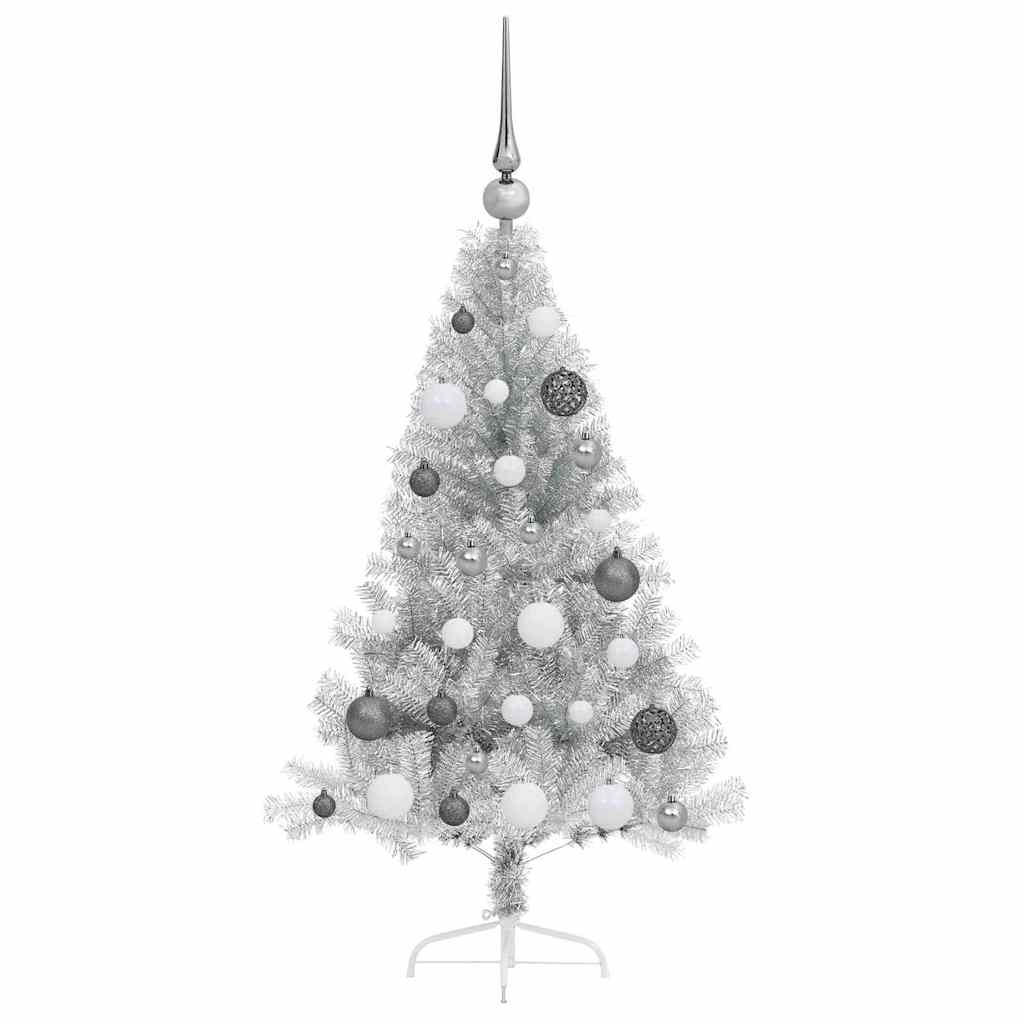 Albero di Natale artificiale con luci integrate Argento 120 cm