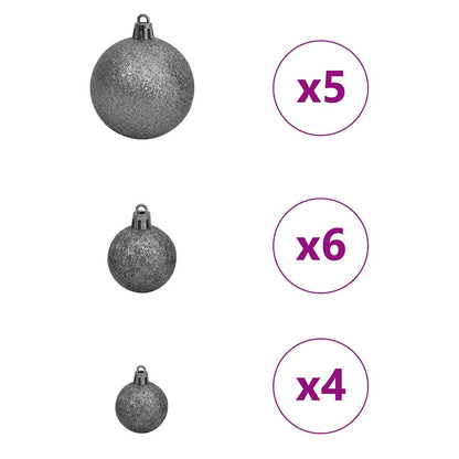 Albero di Natale artificiale con luci integrate Argento 120 cm