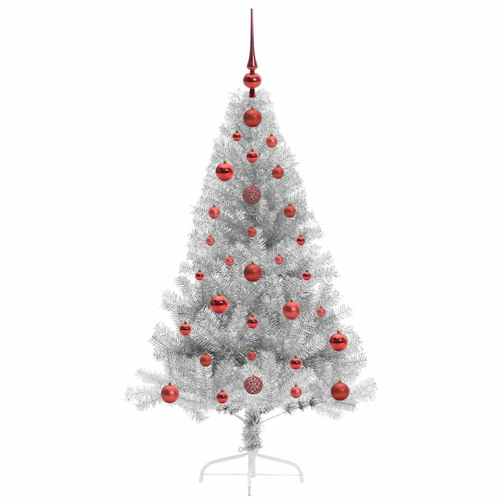 Albero di Natale artificiale con luci integrate Argento 120 cm