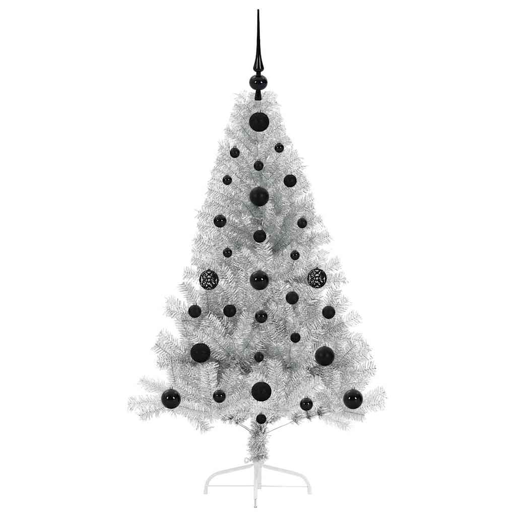 Albero di Natale artificiale con luci integrate Argento 120 cm