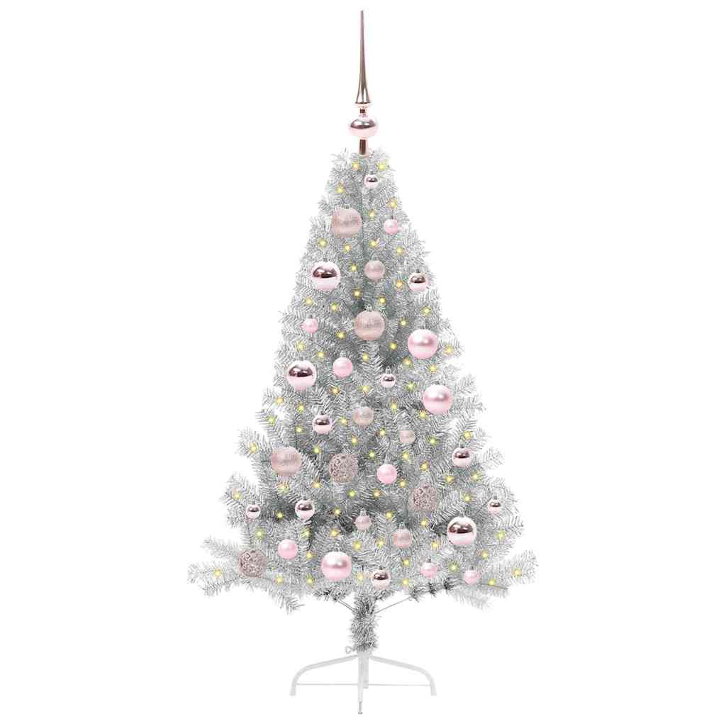 Albero di Natale artificiale con luci integrate Argento 120 cm