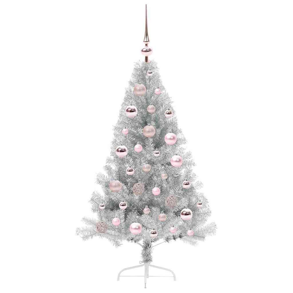 Albero di Natale artificiale con luci integrate Argento 120 cm