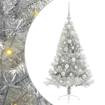 Albero di Natale artificiale con luci integrate Argento 120 cm