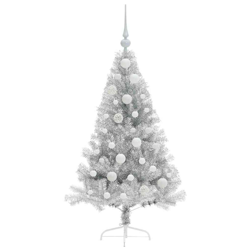 Albero di Natale artificiale con luci integrate Argento 120 cm