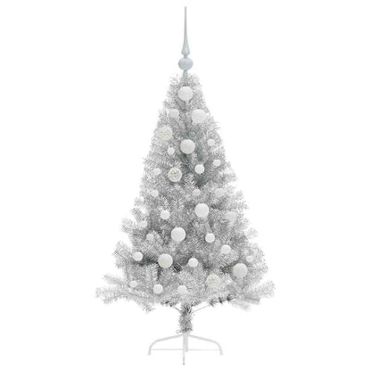 Albero di Natale artificiale con luci integrate Argento 120 cm