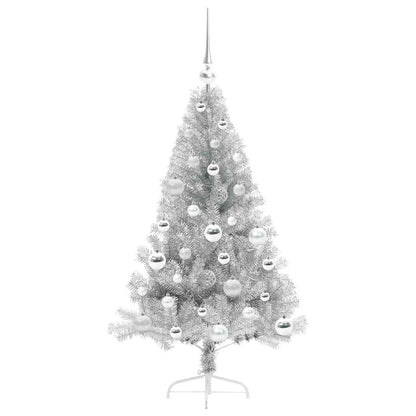 Albero di Natale artificiale con luci integrate Argento 120 cm