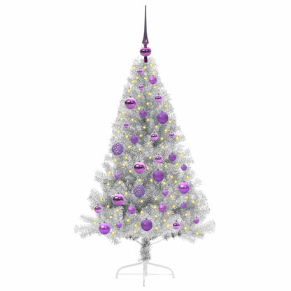 Albero di Natale artificiale con luci integrate Argento 120 cm